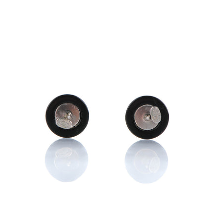 Chanel Resin CC Earrings Black Silver 3 of 4