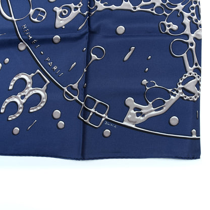 Hermes Silk Cheval Fusion Scarf 90 Marine Gris Argent 5 of 5