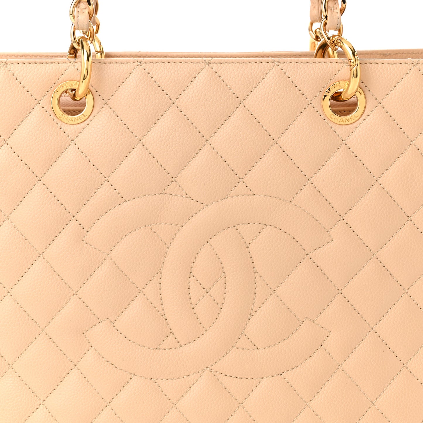 Caviar Quilted Grand Shopping Tote GST Beige Clair