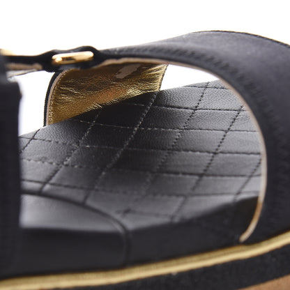 Chanel Satin CC Flat Sandals 41 Black Gold 11 of 12