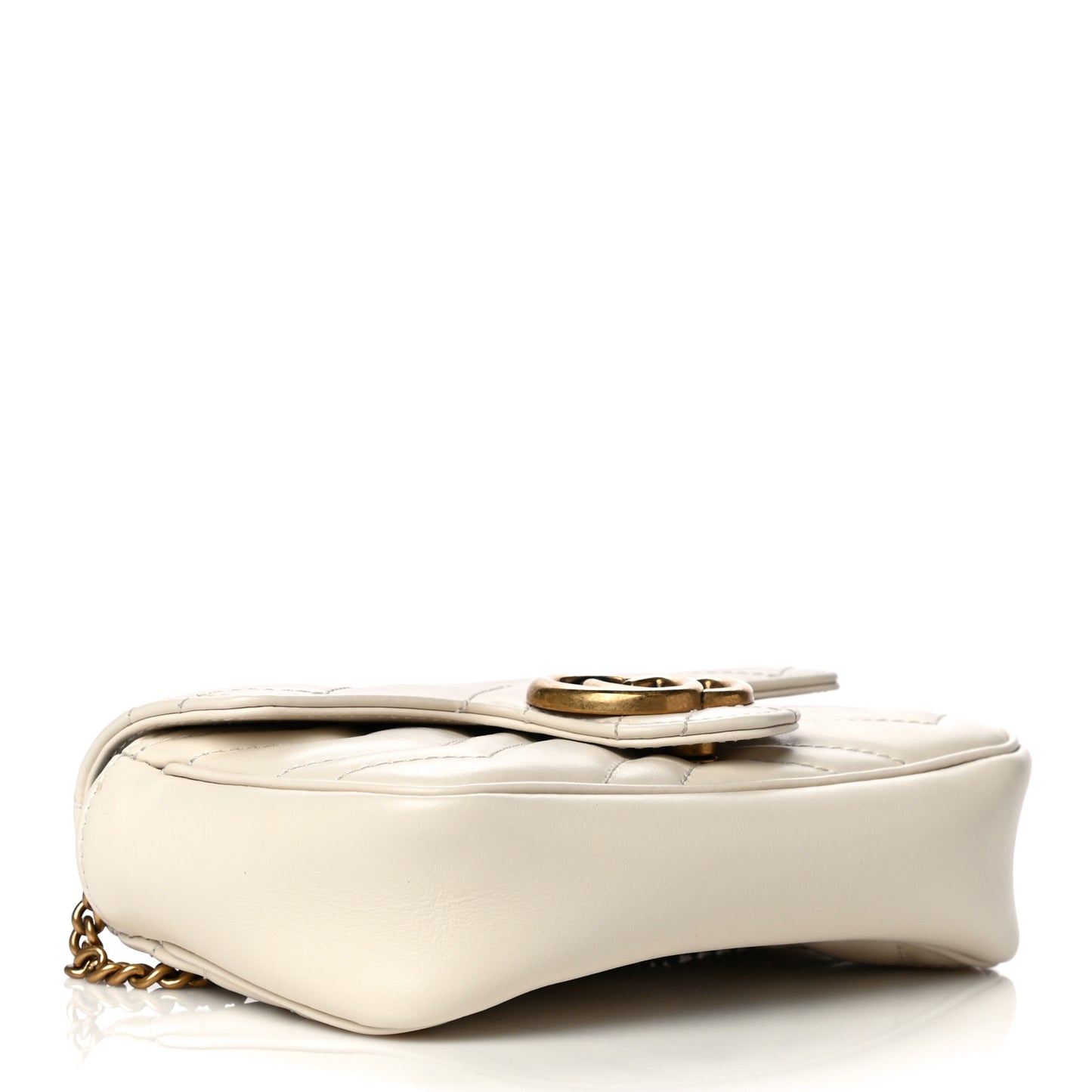Calfskin Matelasse Super Mini GG Marmont Shoulder Bag White