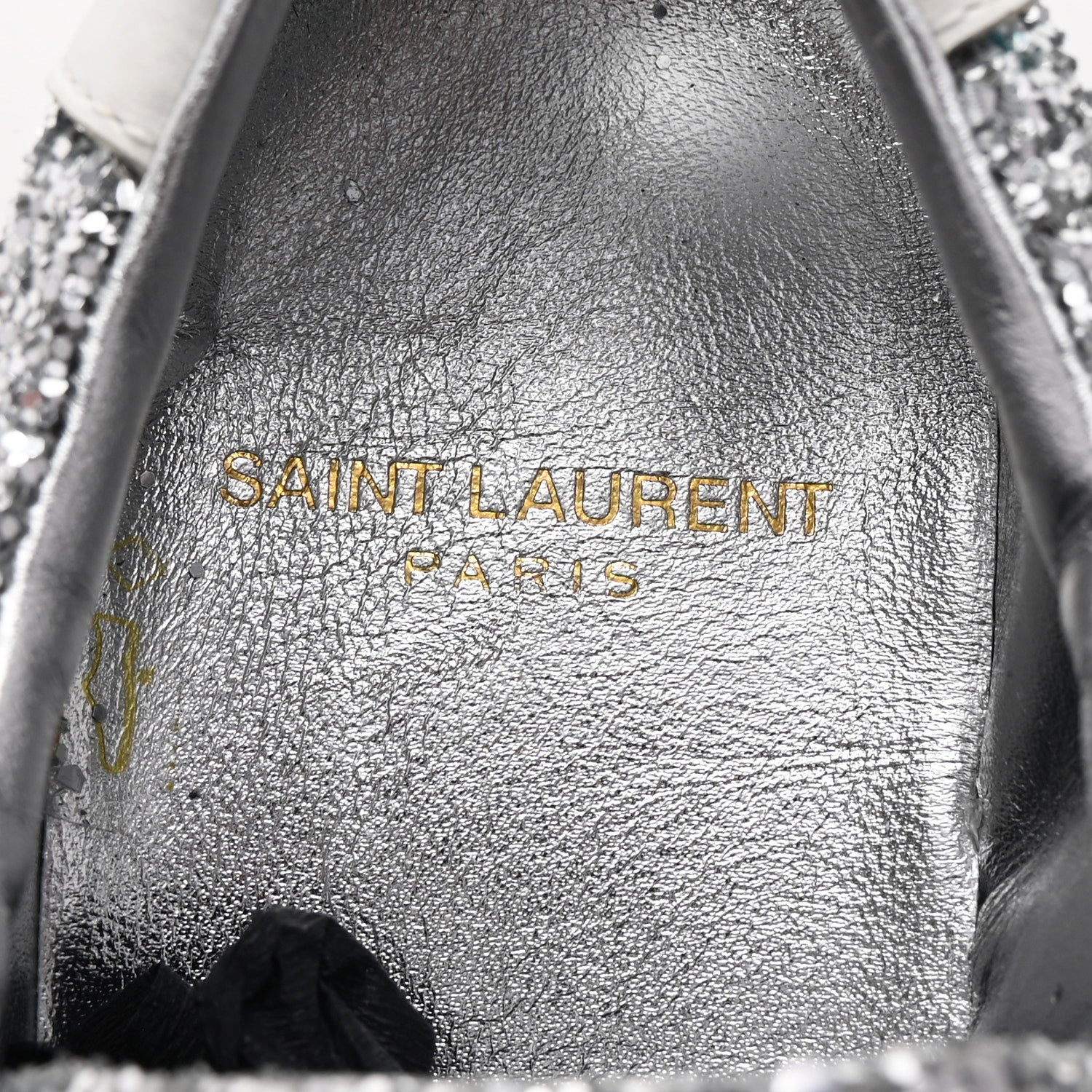 Saint Laurent Calfskin Crystal Glitter Andy Sneakers 37 Silver 9 of 11