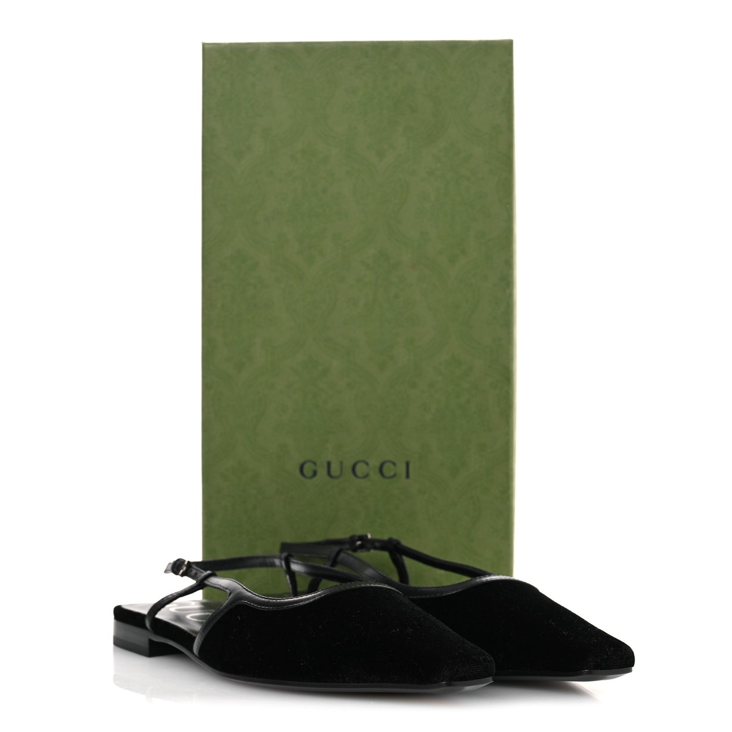 Velvet GG Monogram Slingback Ballet Flats 37.5 Black