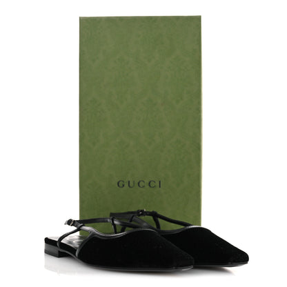Gucci Velvet GG Monogram Slingback Ballet Flats 37.5 Black 11 of 11