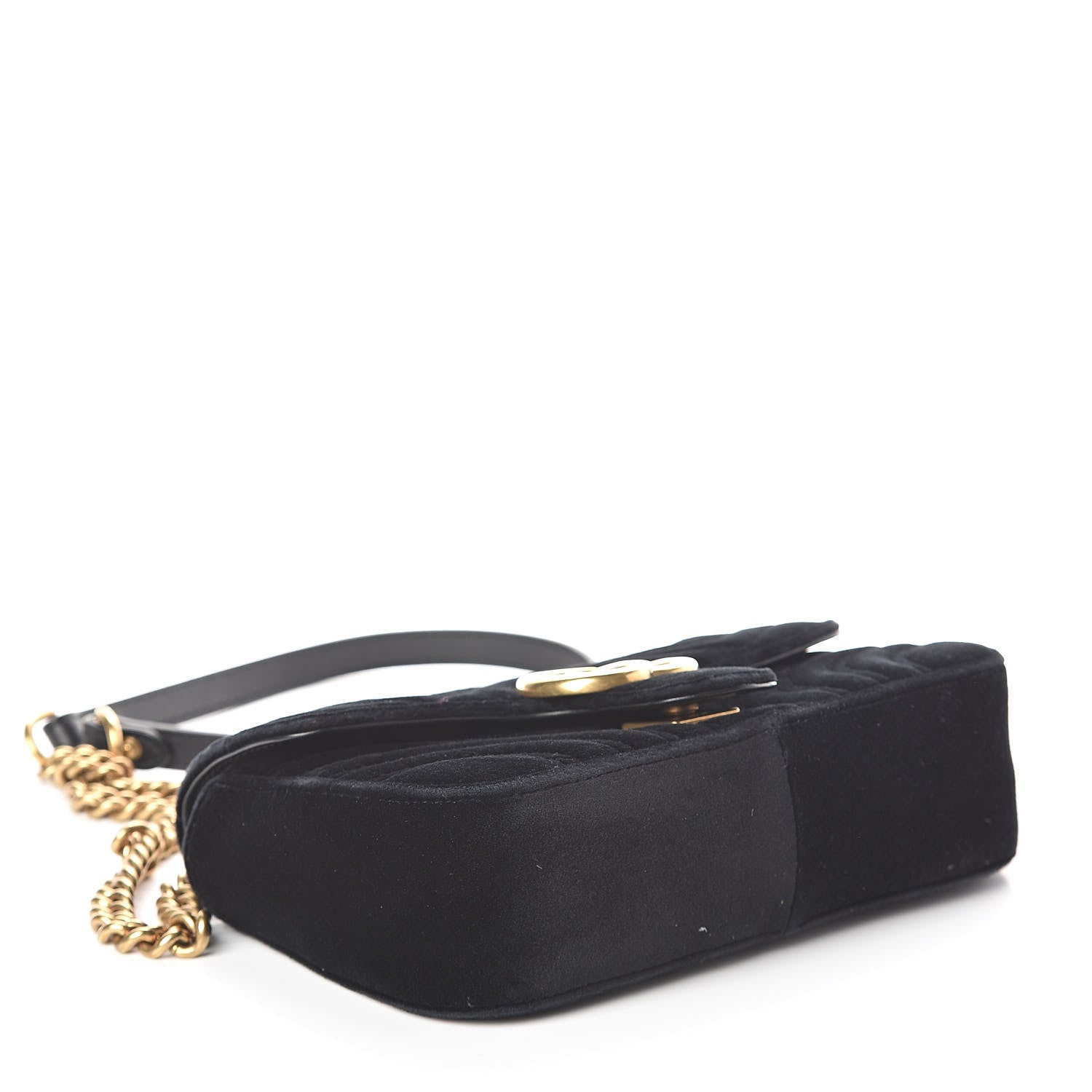 Gucci Velvet Matelasse Mini GG Marmont Shoulder Bag Black 3 of 8