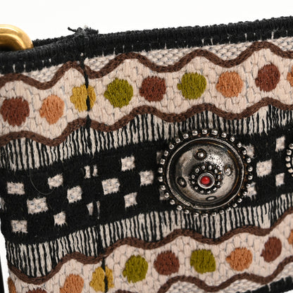 Christian Dior Canvas Embroidered Studded Adjustable Shoulder Strap Black Multicolor 7 of 9