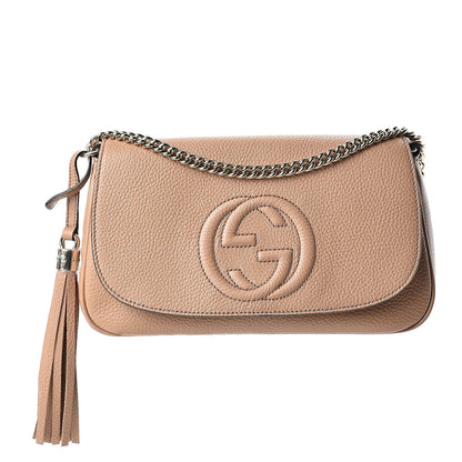 Gucci Pebbled Calfskin Medium Soho Flap Crossbody Camelia 1 of 9