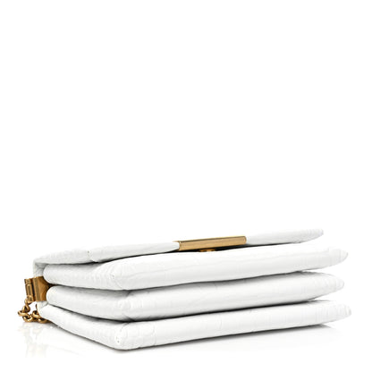 Balenciaga Shiny Extra Supple Calfskin Crocodile Embossed Small Triplet Bag Optic White 3 of 8