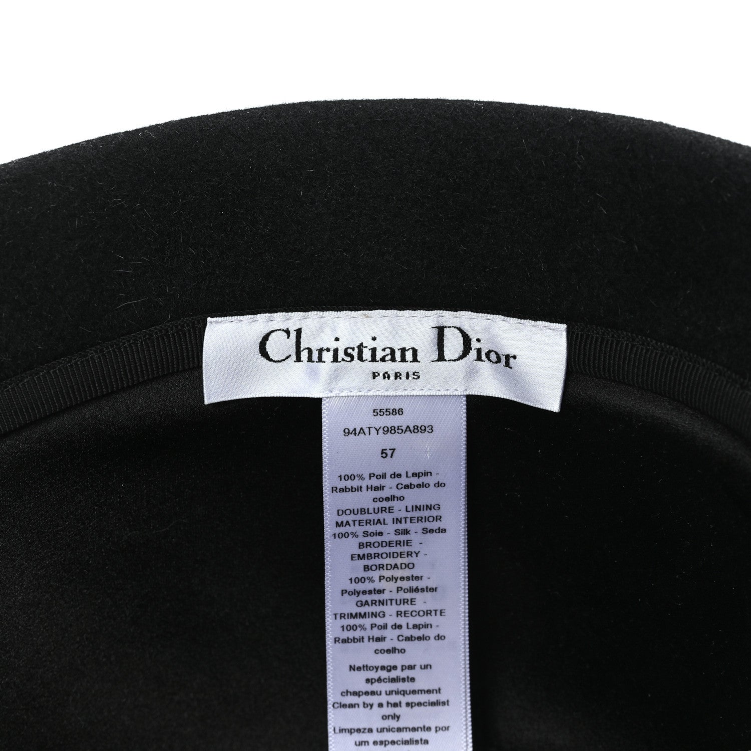 Christian Dior Wool Felt Tulip Hat 57 Black 8 of 8