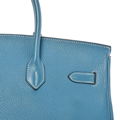 Hermes Taurillon Clemence Birkin 35 Blue Jean 28 of 33