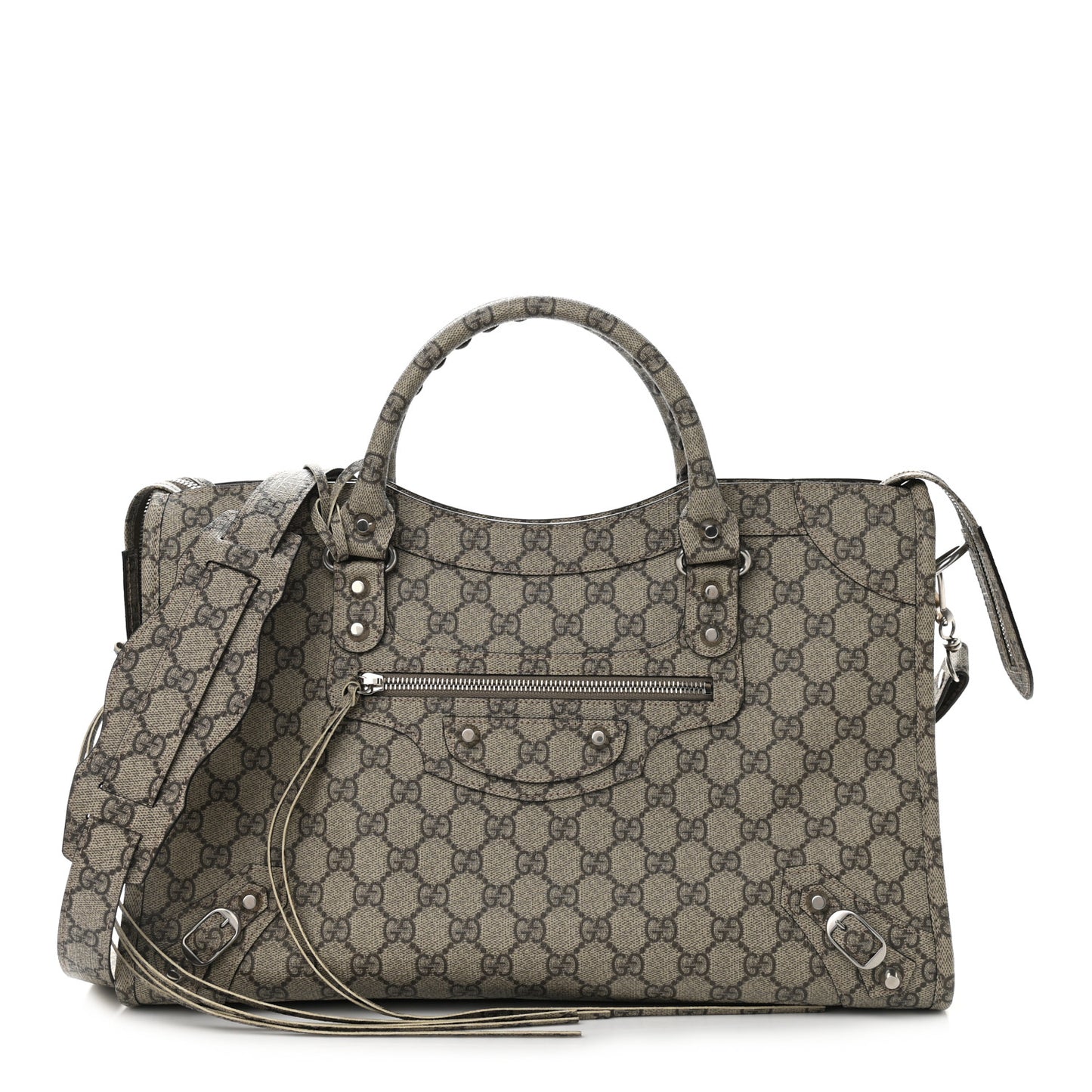 X GUCCI GG Supreme Monogram Neo Classic Silver Hardware City Beige Ebony