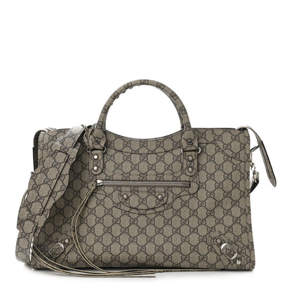 Balenciaga X GUCCI GG Supreme Monogram Neo Classic Silver Hardware City Beige Ebony 3 of 10