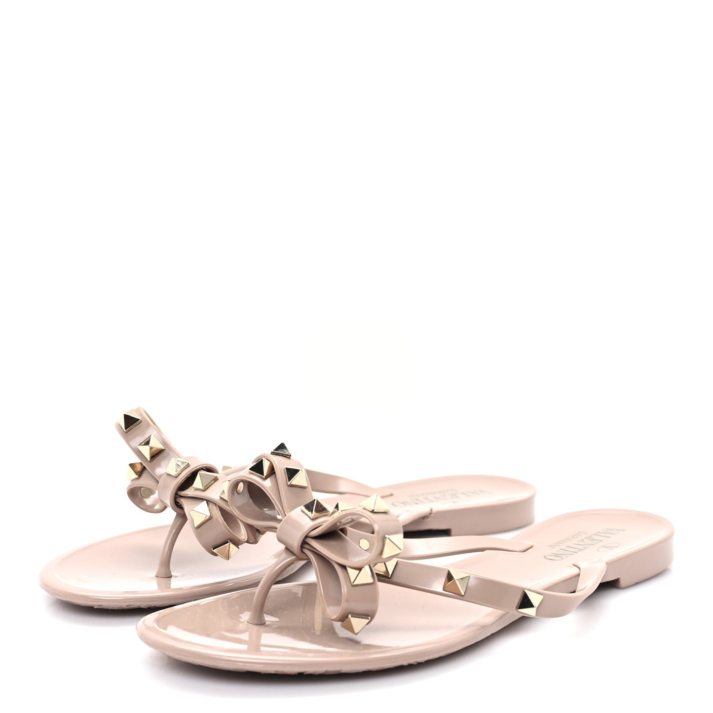 PVC Jelly Rockstud Bow Thong Sandals 37 Poudre