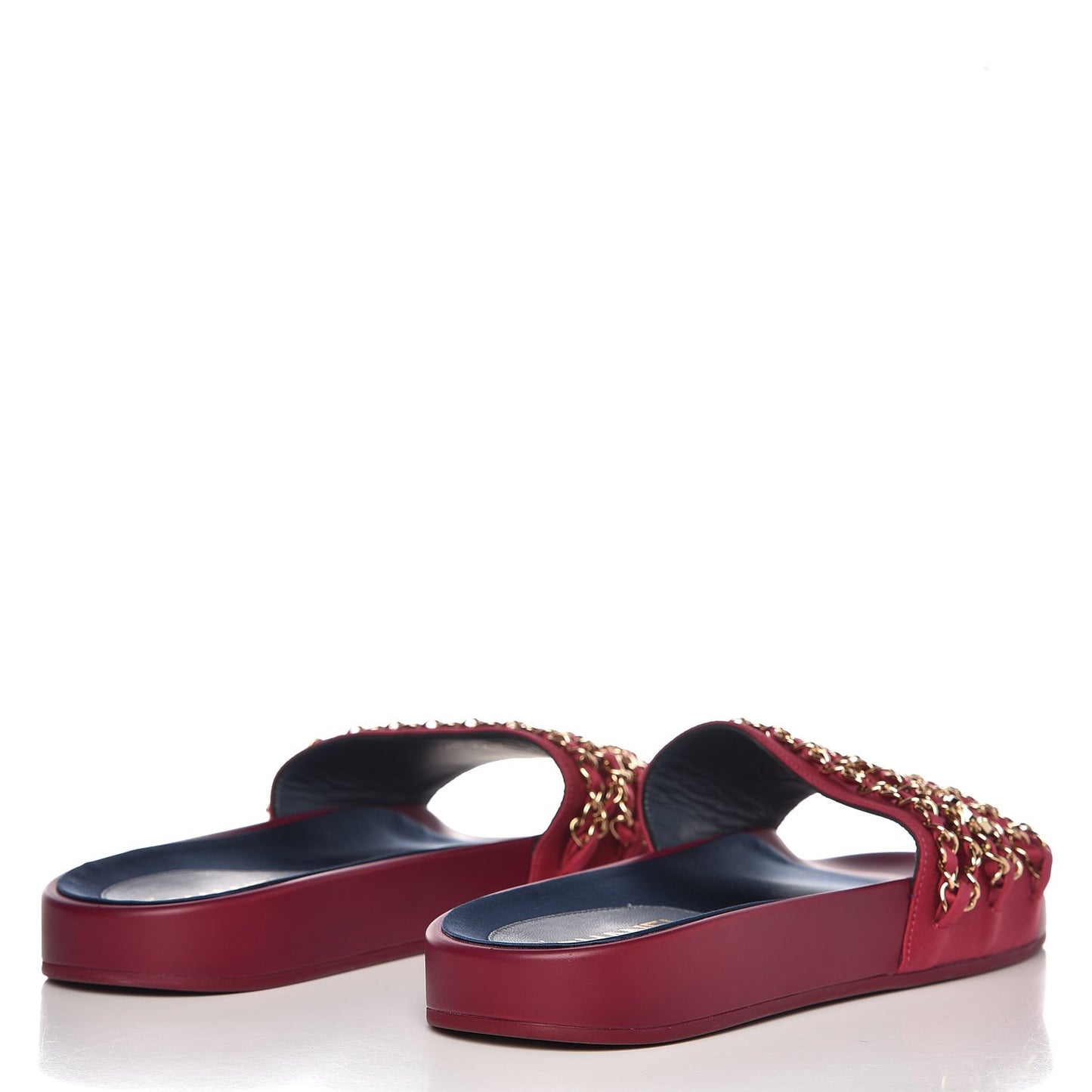 Satin Chain Flat Sandals 41 Dark Fuchsia