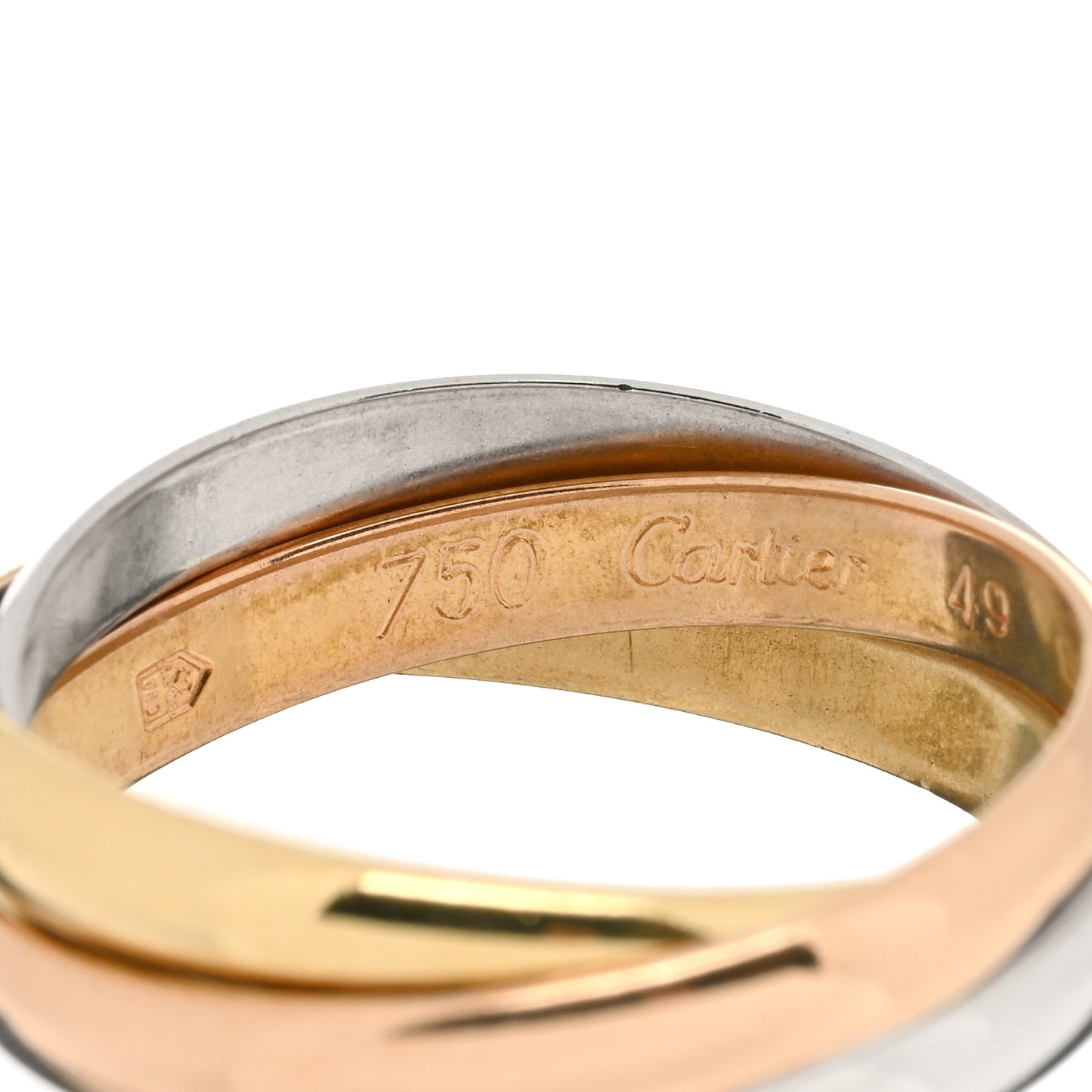 18K Pink Yellow White Gold Small Trinity Ring 49 5