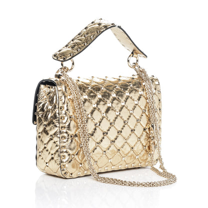 Valentino Garavani Metallic Wrinkled Lambskin Medium Rockstud Spike Shoulder Bag Mekong 2 of 12