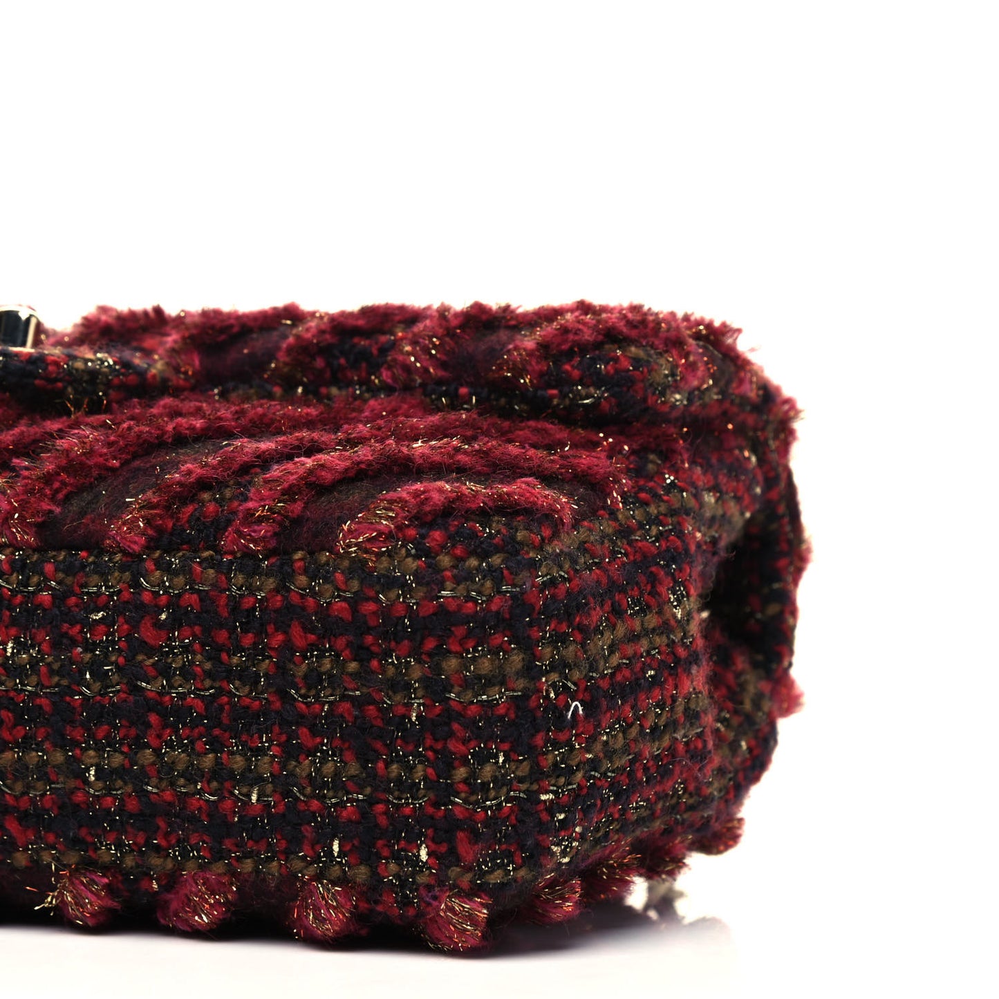 Tweed Chevron Quilted Medium Flap Red Gold