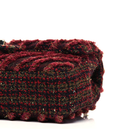 Chanel Tweed Chevron Quilted Medium Flap Red Gold 7 of 9