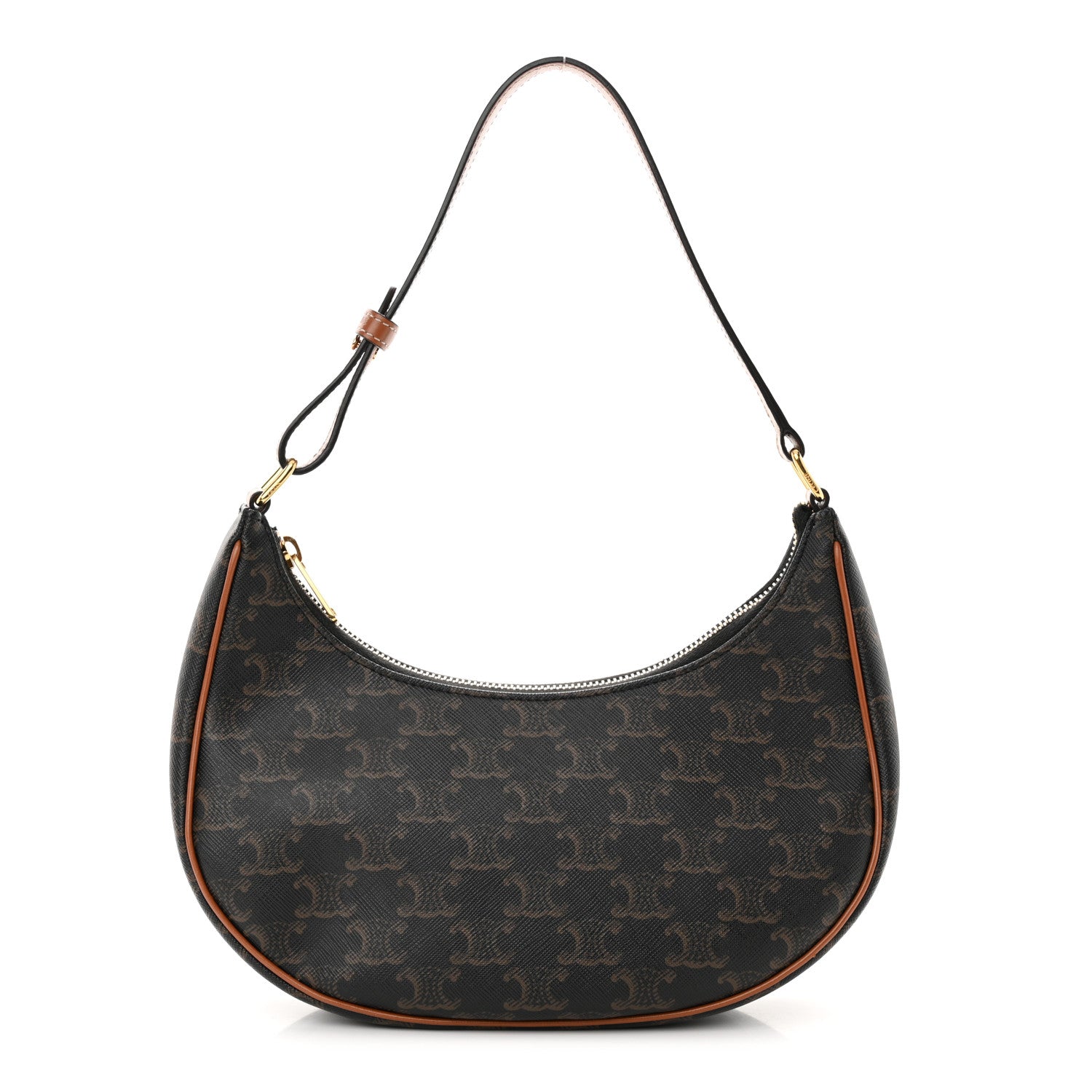 Celine Triomphe Canvas Calfskin Ava Shoulder Bag Tan 1 of 13