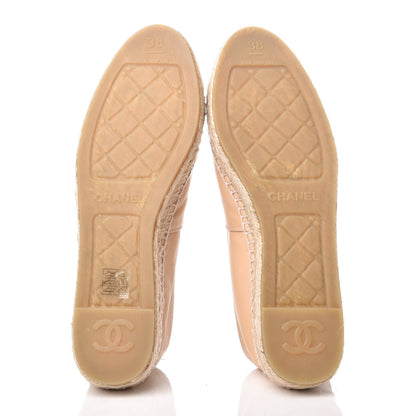Chanel Lambskin CC Espadrilles 38 Beige Black 7 of 13
