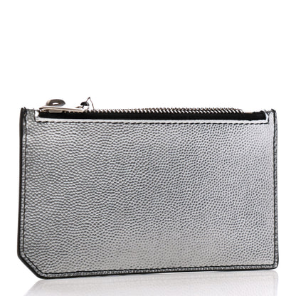 Saint Laurent Grained Calfskin 5 Fragments Zip Pouch Card Holder Silver 3 of 7