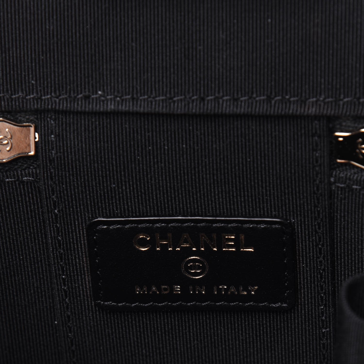Chanel Lambskin Camellia Embossed Mini Vanity Case With Chain Black 6 of 10