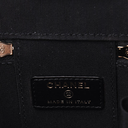 Chanel Lambskin Camellia Embossed Mini Vanity Case With Chain Black 6 of 10