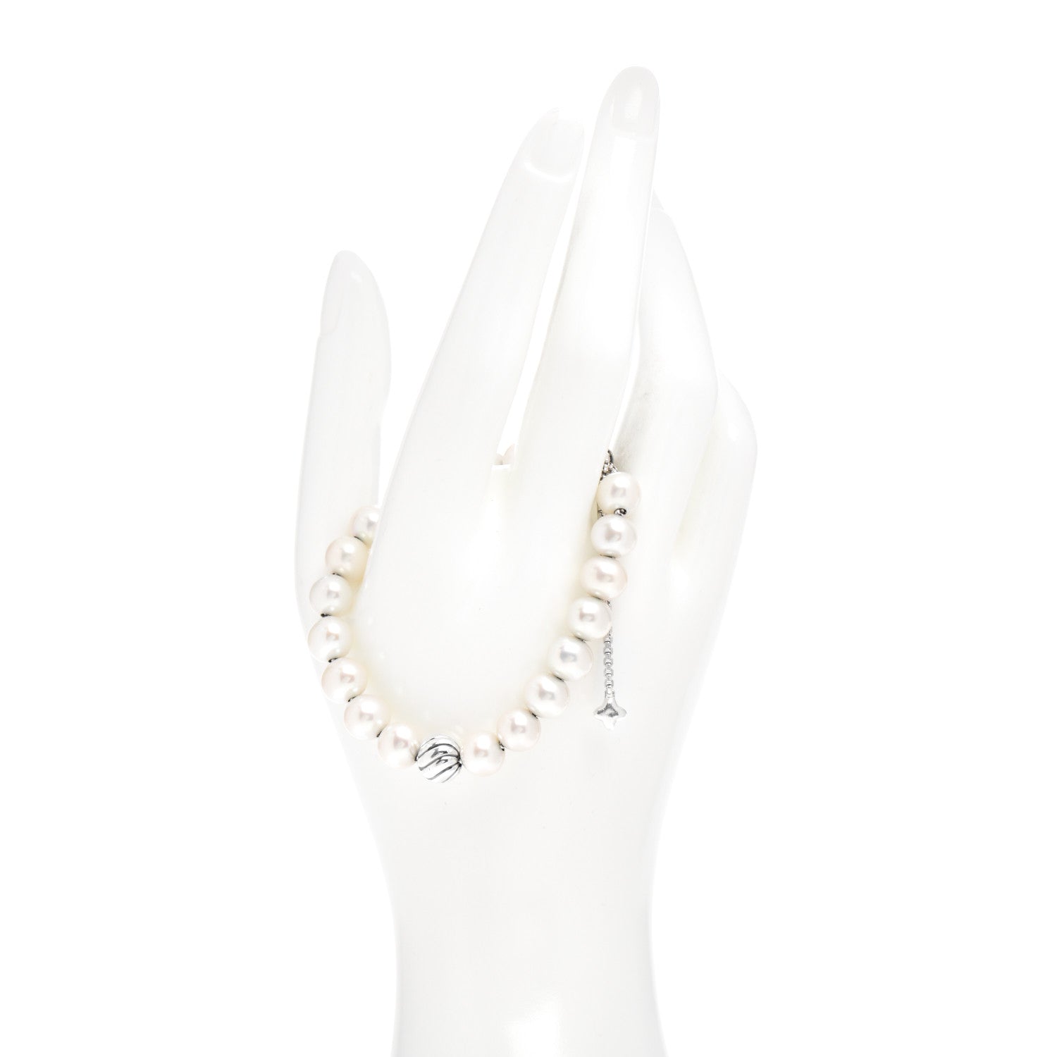 David Yurman Sterling Silver Pearl 8mm Spiritual Bead Bracelet 2 of 4