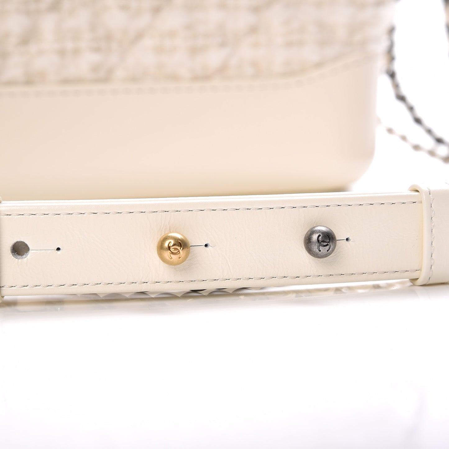 Tweed Calfskin Quilted Small Gabrielle Hobo Ivory