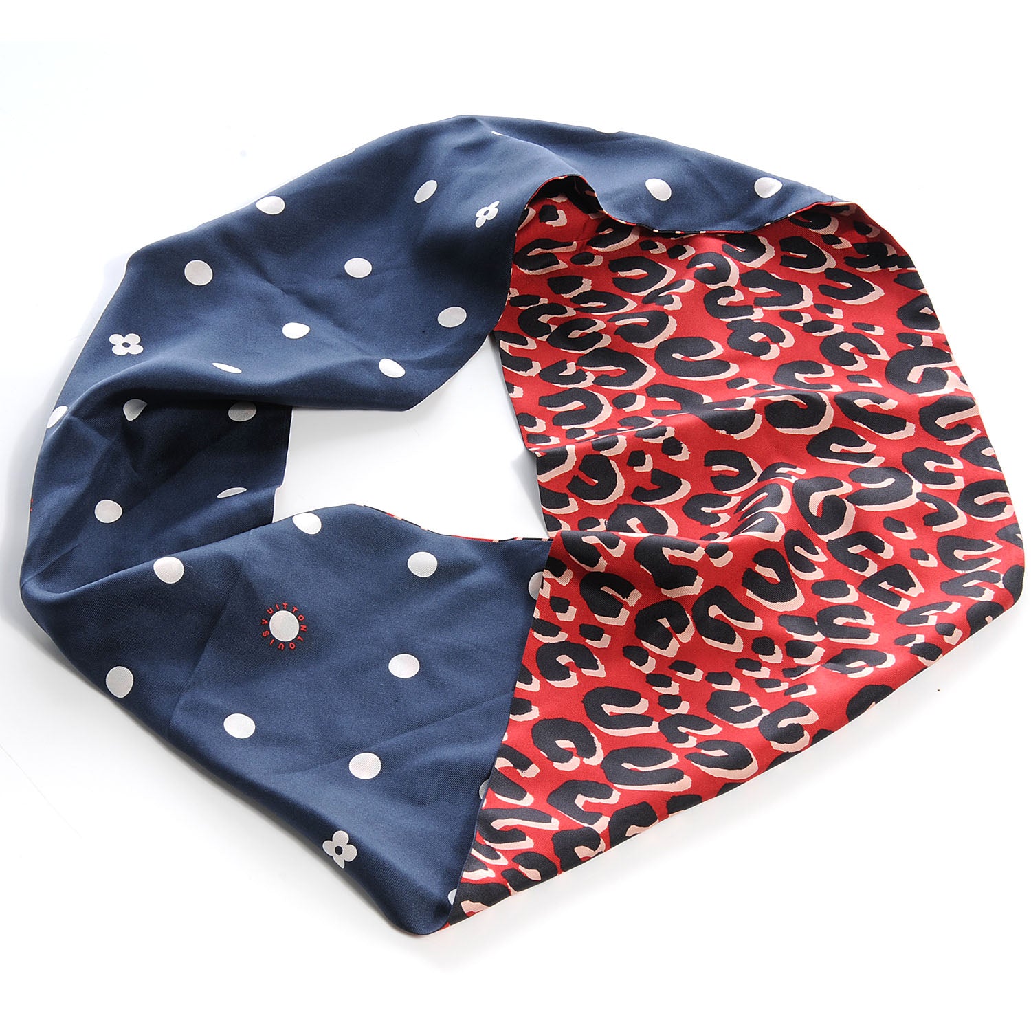Louis Vuitton Silk Leopard Snood Scarf Red 1 of 5