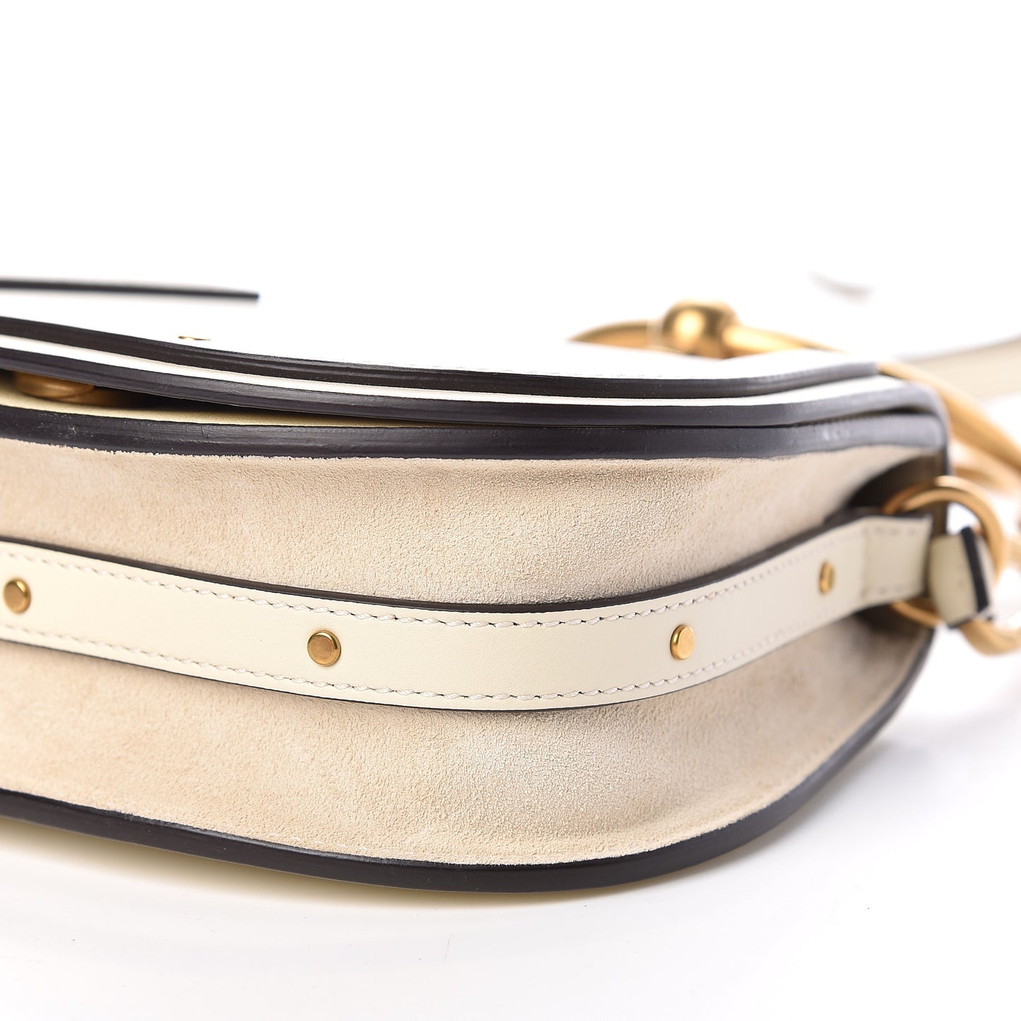 Calfskin Suede Small Nile Bracelet Bag Off White