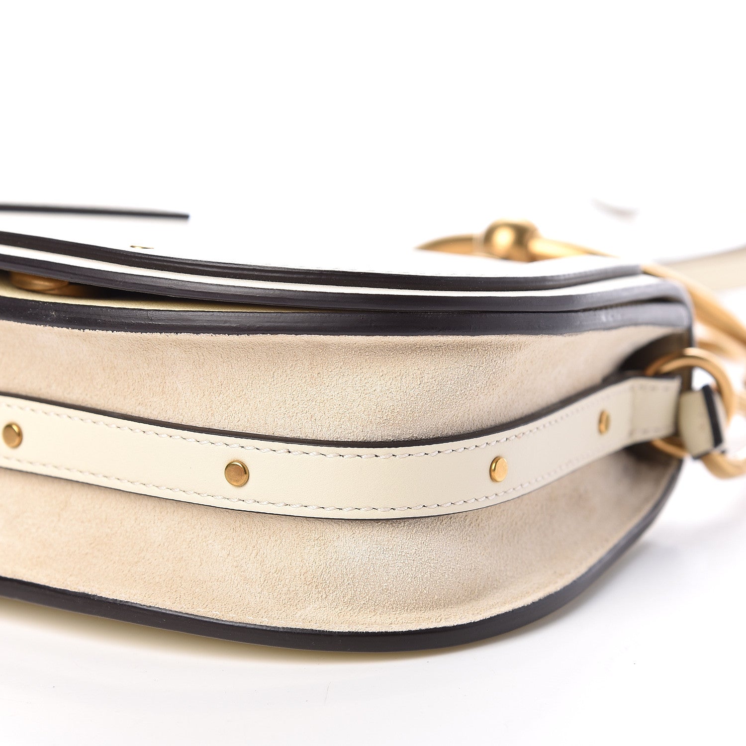 Chloe Calfskin Suede Small Nile Bracelet Bag Off White 6 of 10