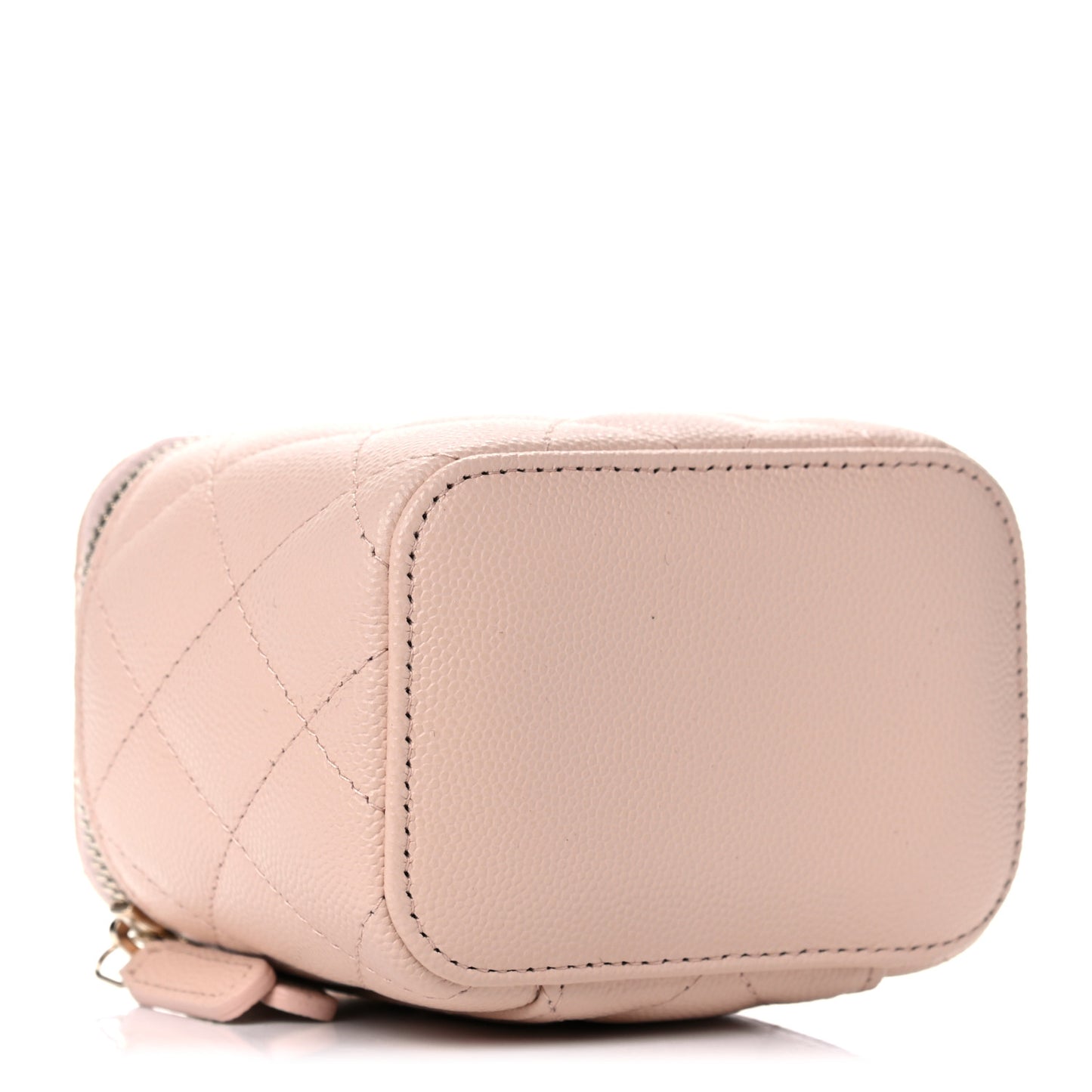 Caviar Quilted Mini Vanity Case With Chain Light Beige