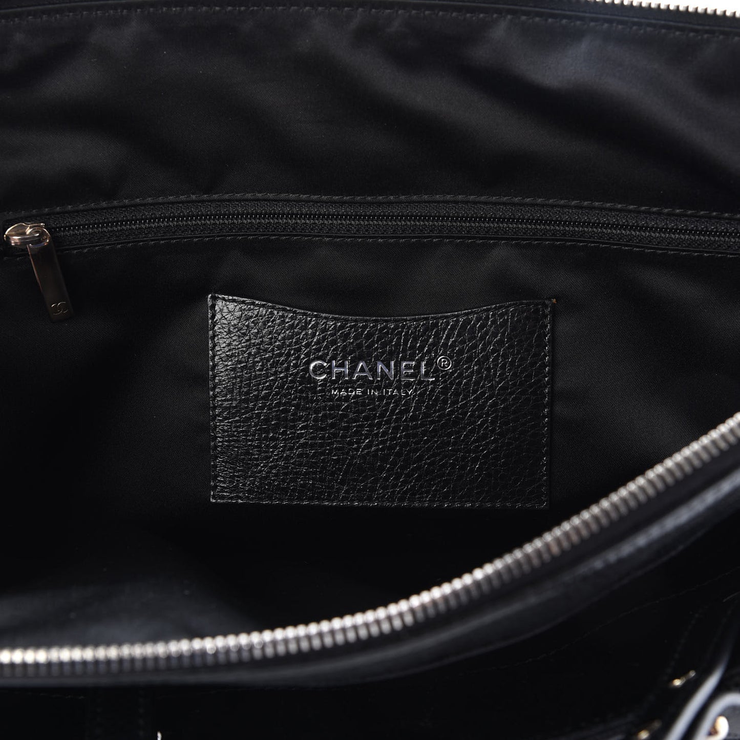 Glazed Calfskin On the Road Zip Tote Black