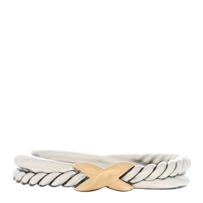 David Yurman Sterling Silver 18K Yellow Gold Petite X Crossover Ring 57 8 1 of 5