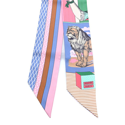 Hermes Silk Twilly Grand Theatre Nouveau Bleu Lavande Rose Vert 2 of 3
