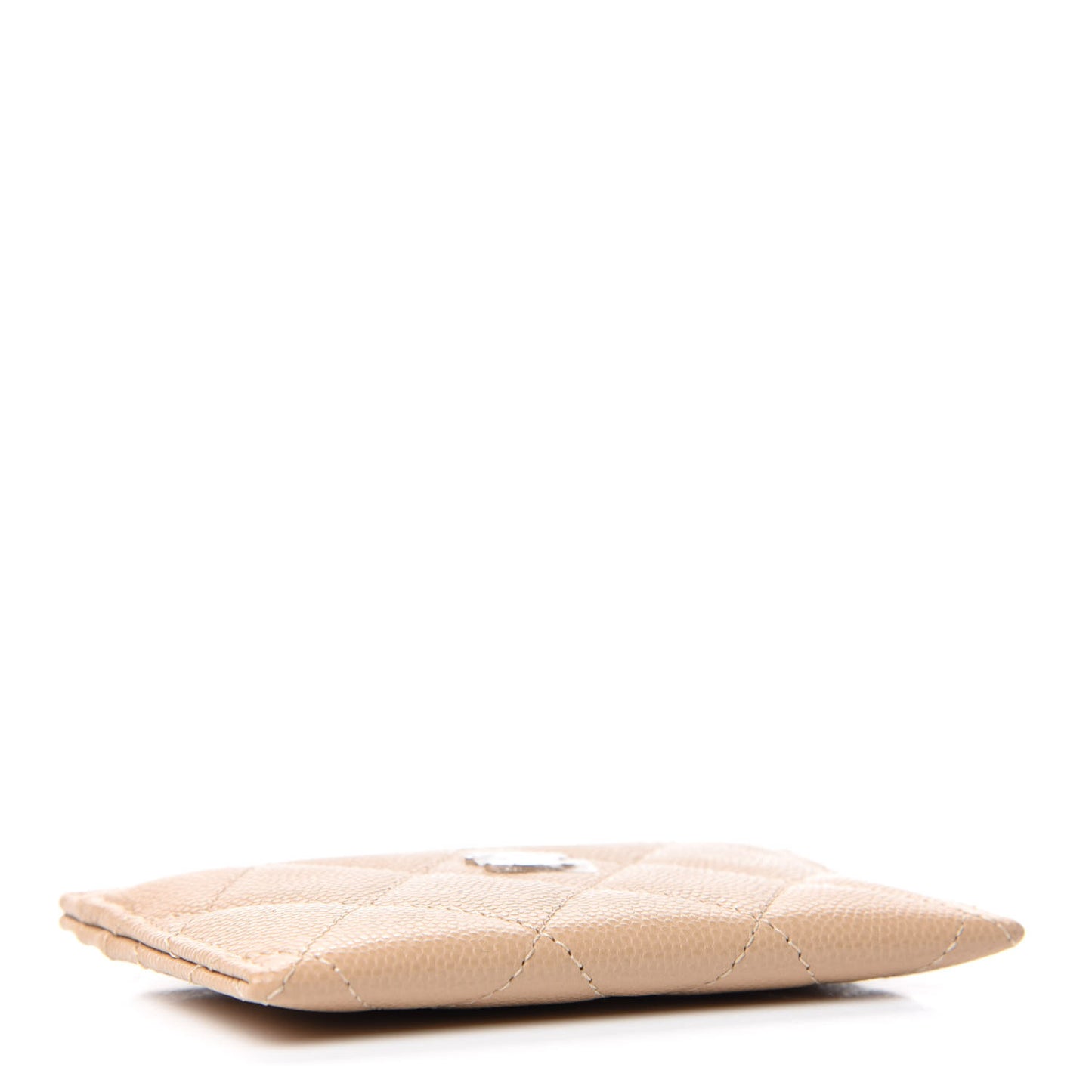 Caviar Quilted Card Holder Beige