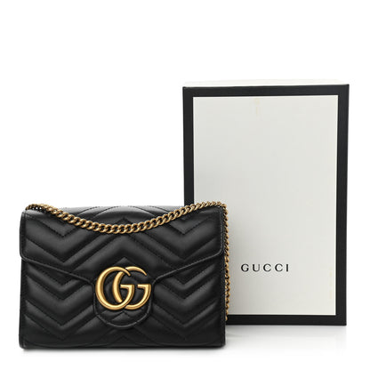 Gucci Calfskin Matelasse GG Marmont Chain Wallet Black 12 of 12