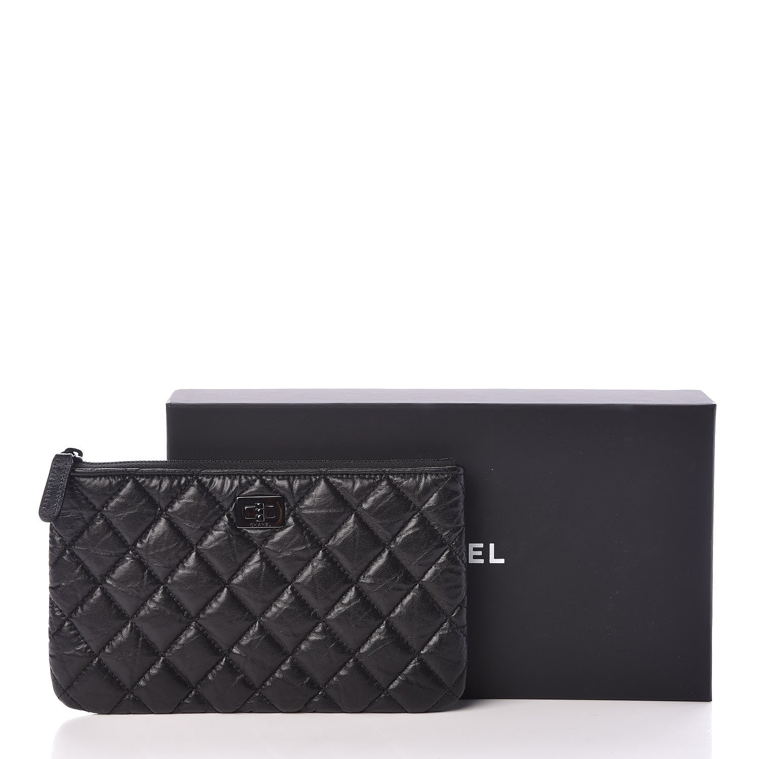 Chanel Aged Calfskin Quilted Medium Reissue Cosmetic Case So Black 8 of 8