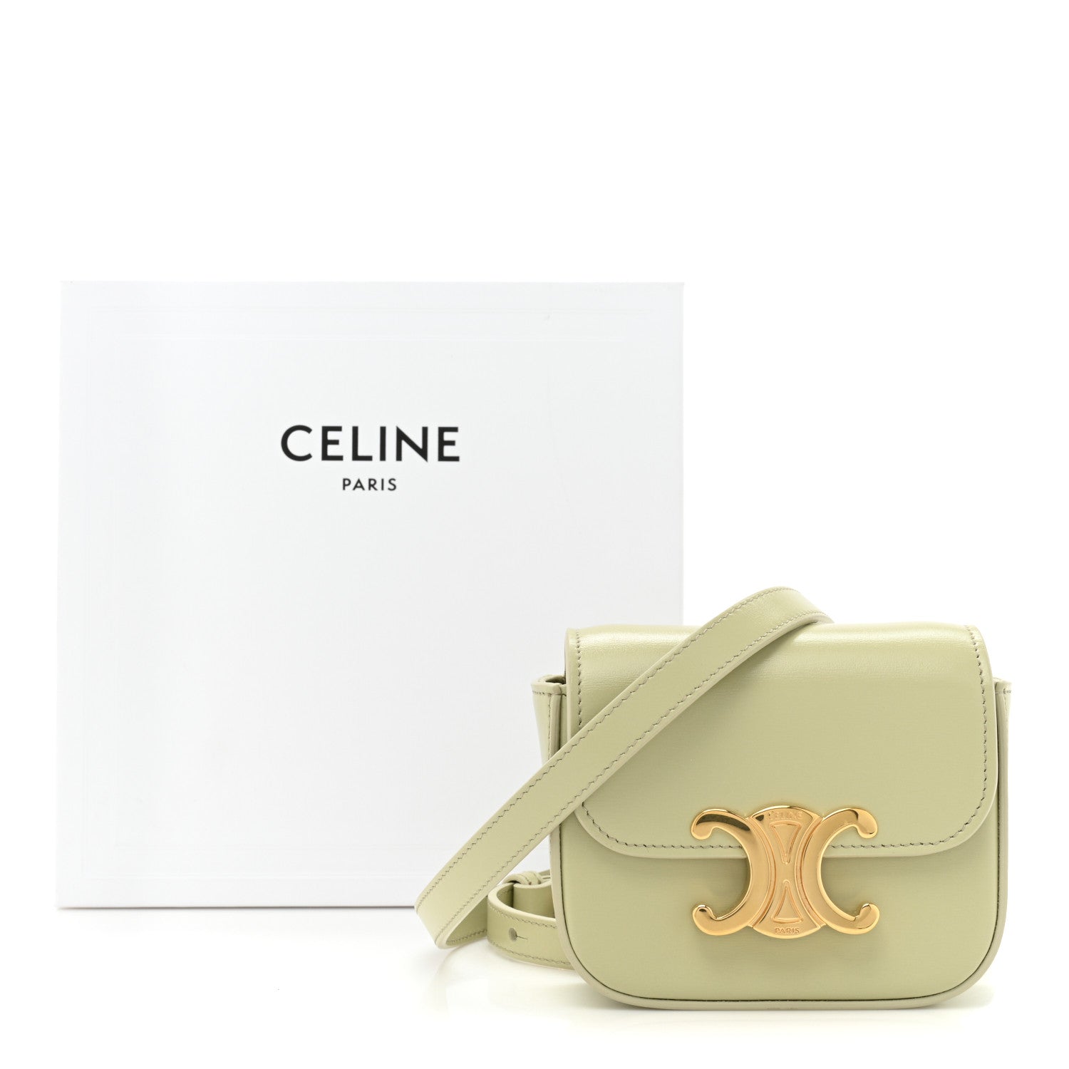 Celine Shiny Calfskin Mini Triomphe Almond Green 10 of 10