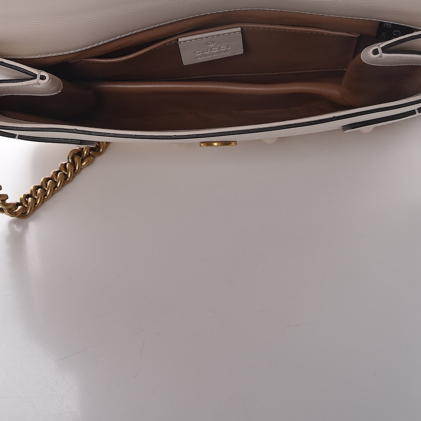 Nappa Pearl Studded Mini Queen Margaret Broadway Shoulder Bag Mystic White