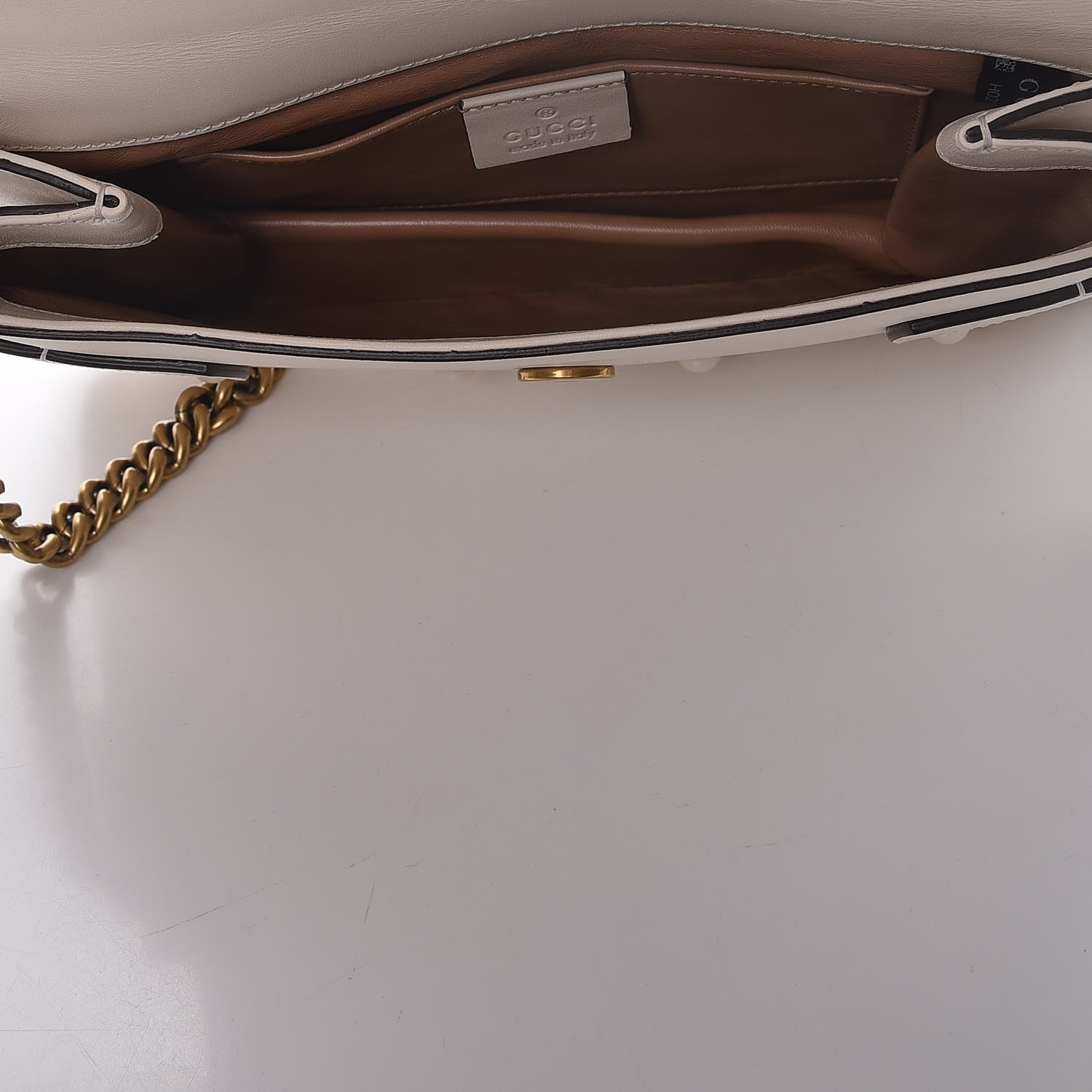 Gucci Nappa Pearl Studded Mini Queen Margaret Broadway Shoulder Bag Mystic White 5 of 11