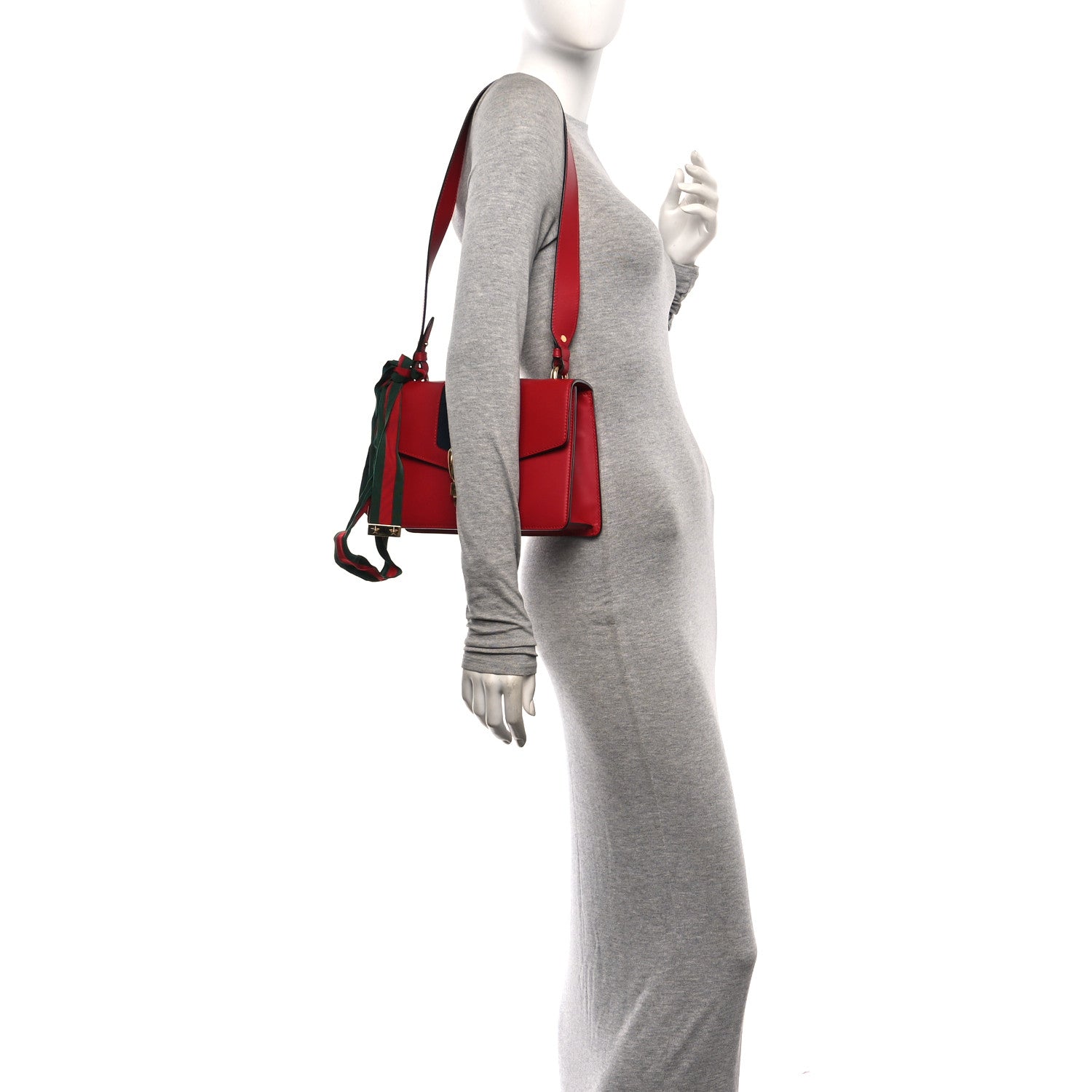 Gucci Calfskin Small Sylvie Shoulder Bag Hibiscus Red 2 of 9