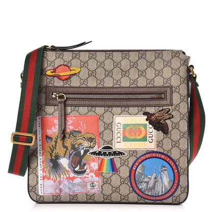 Gucci Soft GG Supreme Monogram Courrier Web Medium Flat Messenger Bag Beige New Acero Multicolor 1 of 8