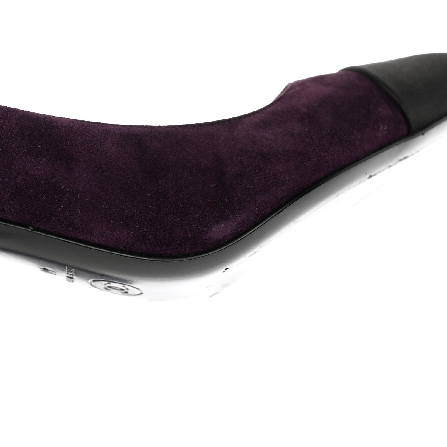 Chanel Suede Satin Cap Toe Pumps Dark 40 Purple Black 10 of 12