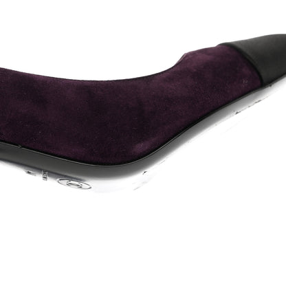 Chanel Suede Satin Cap Toe Pumps Dark 40 Purple Black 10 of 12
