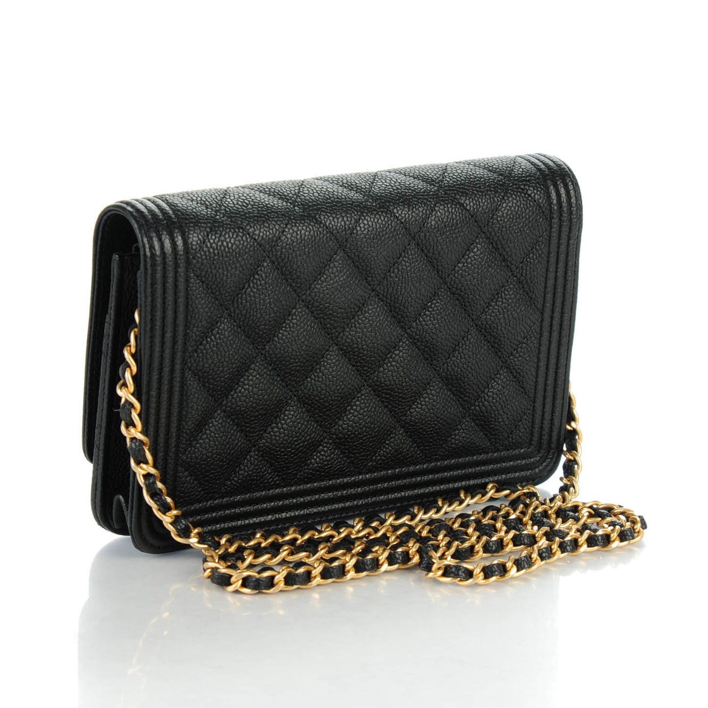 Caviar Quilted Boy Wallet On Chain WOC Black