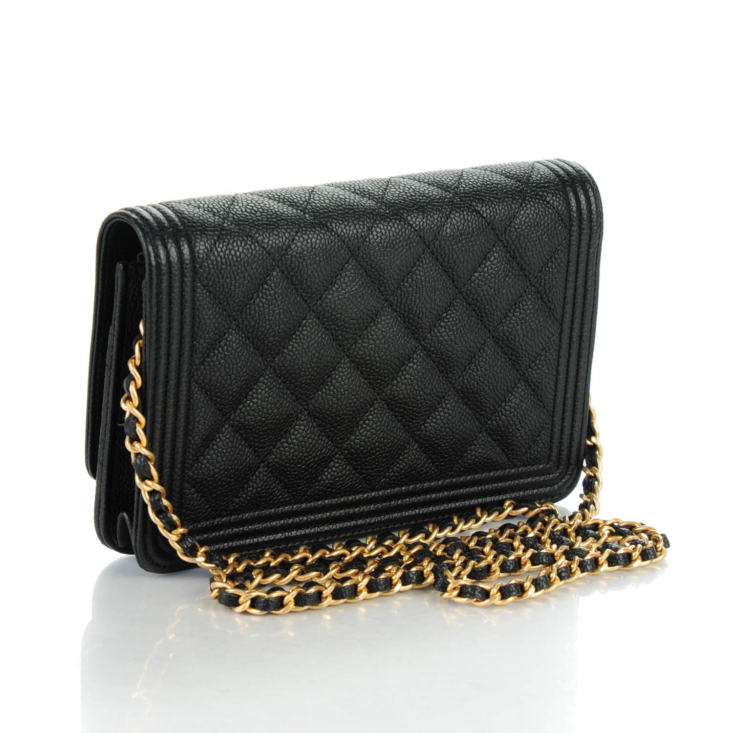 Chanel Caviar Quilted Boy Wallet On Chain WOC Black 3 of 8