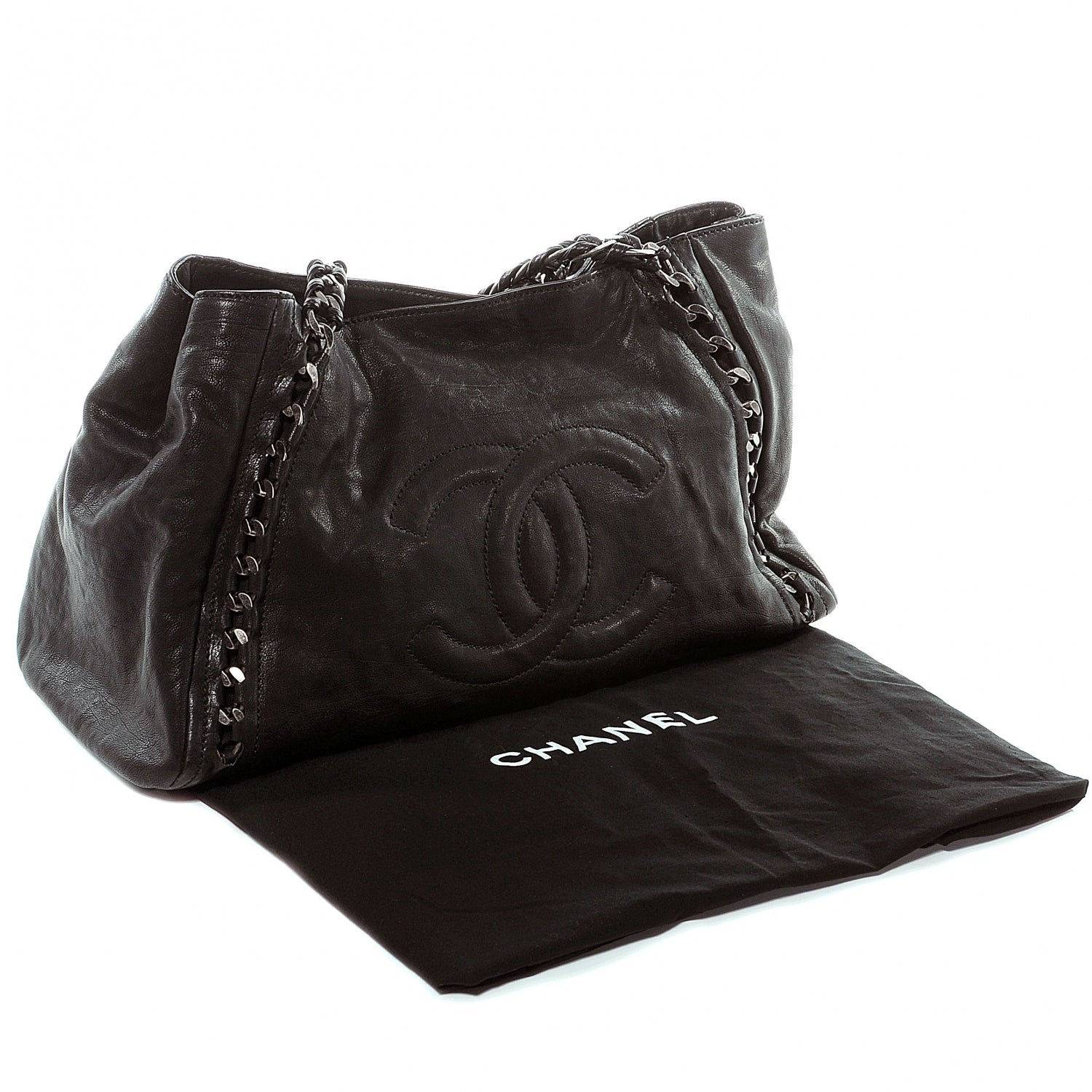 Chanel Leather Modern Chain Large Tote Black 5 of 9