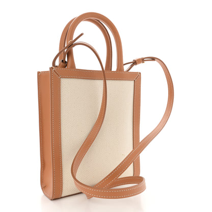 Celine Canvas Calfskin Mini Vertical Cabas Natural Tan 3 of 9